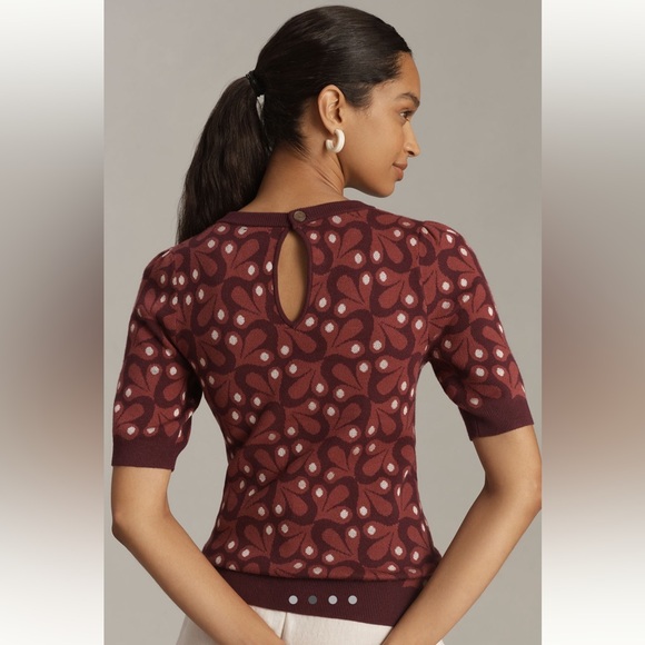 NWOT Anthropologie Maeve Harmon jacquard sweater tee - Picture 3 of 9